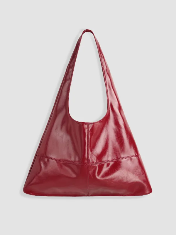 Solid Faux Leather Large Capacity Tote Shopper Bag sold by Cider