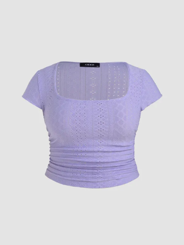 Lace Ruched Crop Tee Curve & Plus sold by Cider