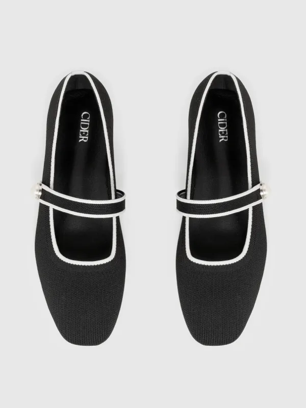 Faux Pearl Square Toe Mary Jane Ballet Flats sold by Cider