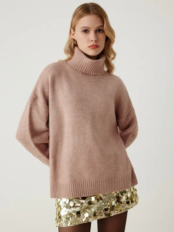High Neck Knitted Long Sleeve Sweater sold by Cider