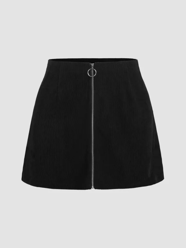 Corduroy Zip-up Short Skirt Curve & Plus sold by Cider