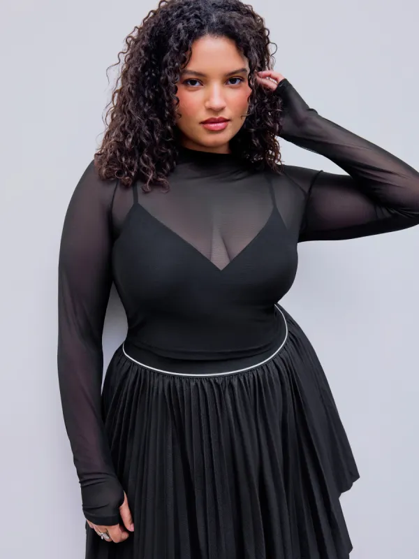 Solid Cami Bodysuit & Sheer Long Sleeve Top Curve & Plus sold by Cider