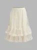 Mesh Mid Rise Layered Tulle Ruffle Hem Solid Maxi Skirt Curve & Plus sold by Cider