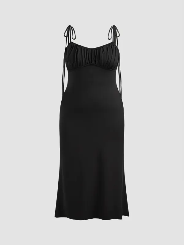 Solid Ruched Knotted Maxi Dress Curve & Plus sold by Cider