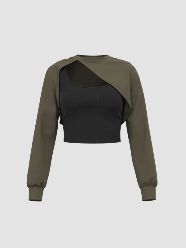 Terry Round Neck Vest & Crop Sweatshirt sold by Cider