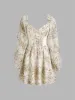 Sweetheart Neckline Floral Corset Ruffle Mini Dress sold by Cider