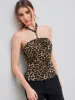 Halter Neckline Leopard Knotted Top sold by Cider