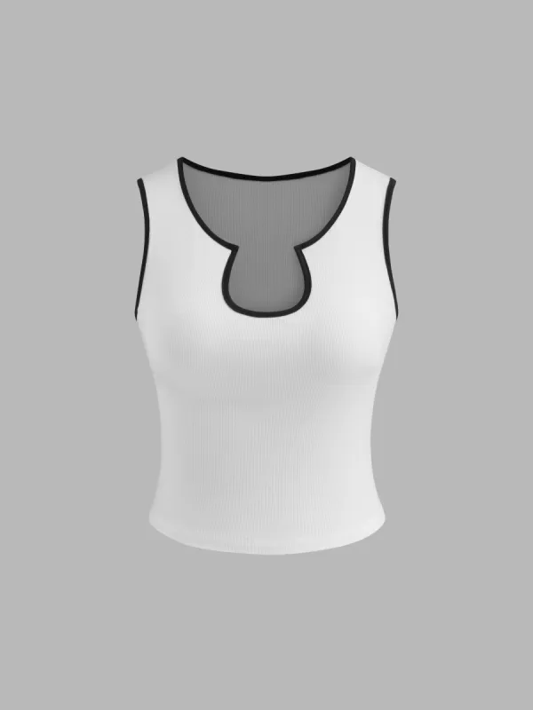 Sweetheart Solid Contrasting Binding Tank Top sold by Cider