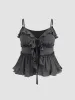 V-neck Solid Knotted Ruffle Hem Cami Top Curve & Plus sold by Cider
