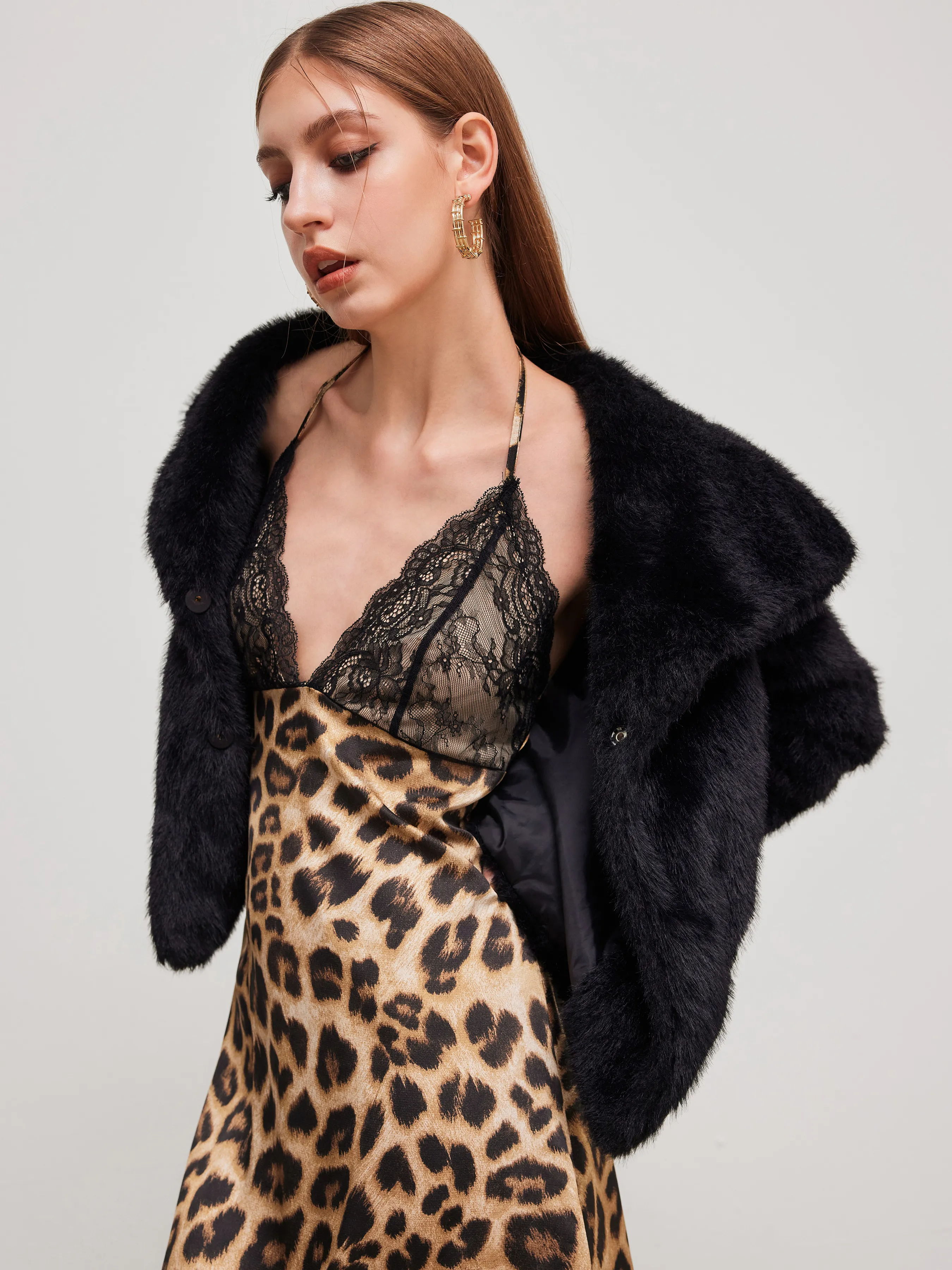 Halter Neckline Leopard Lace Knotted Mini Dress sold by Cider