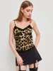 Satin V-neck Leopard Lace Cami Top  sold by Cider