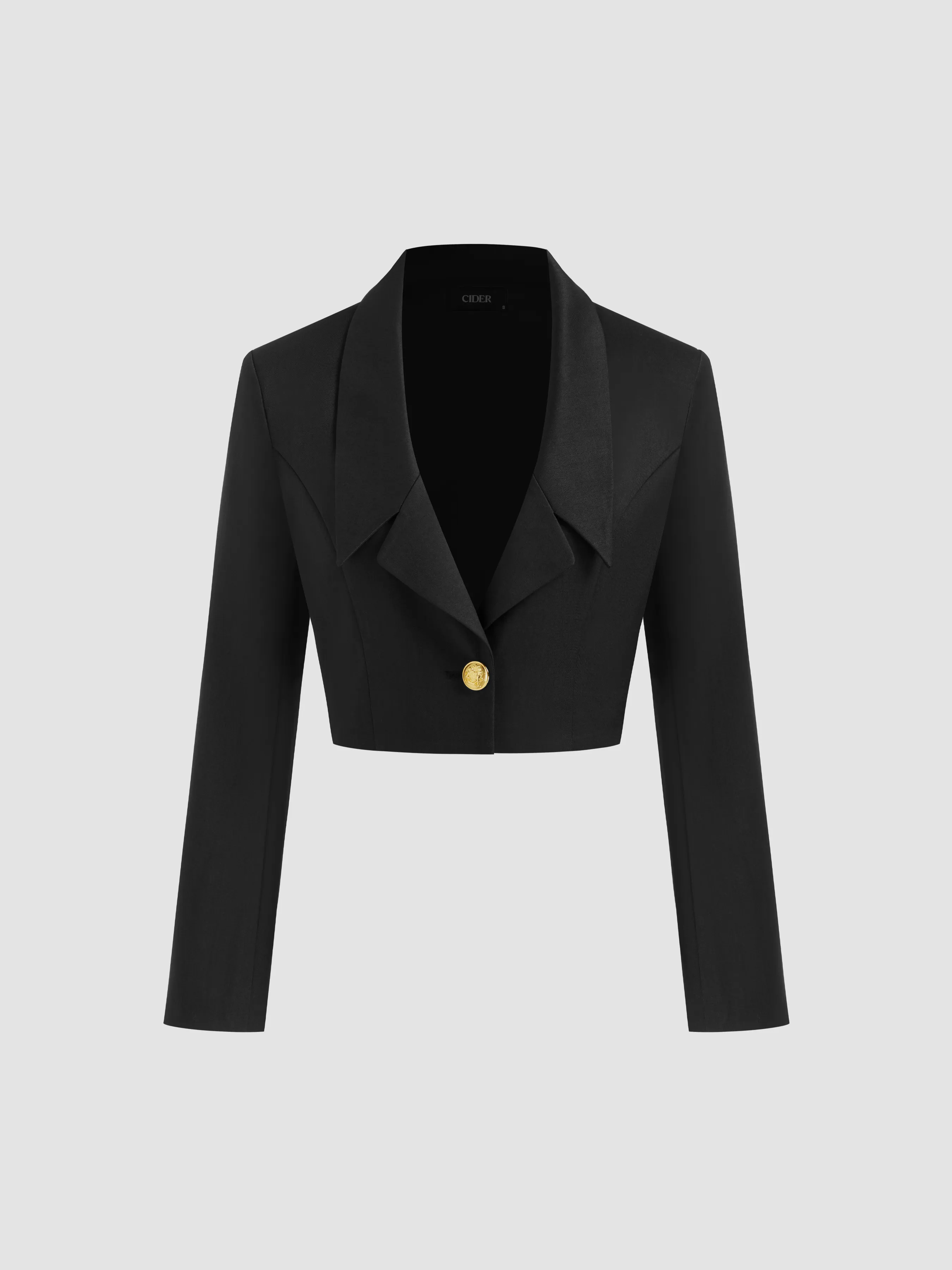 Woven Collar Button Crop Blazer sold by Cider