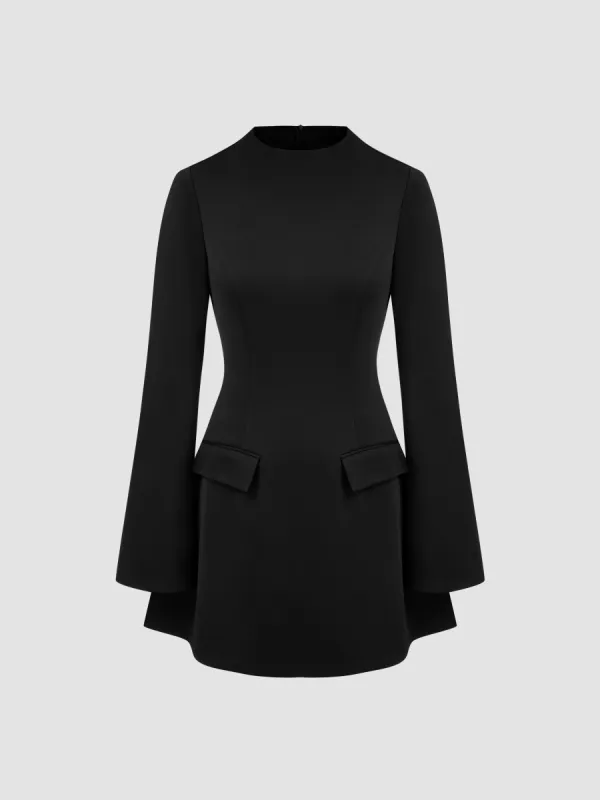 High Neck Solid Long Sleeve Mini Dress sold by Cider