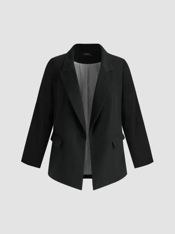 Collar Solid Pocket Oversized Blazer Curve & Plus sold by Cider