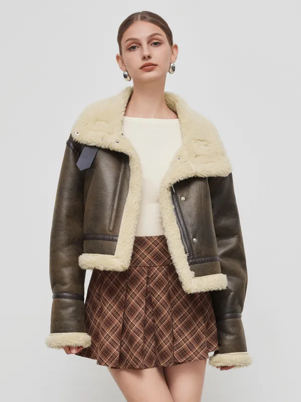 Faux Shearling Collar Belted Pocket Oversized Jacket sold by Cider