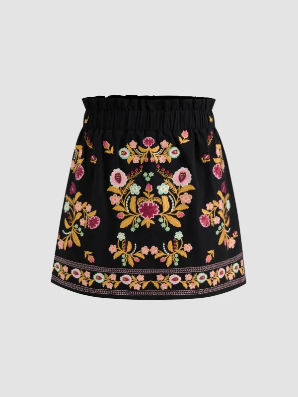 100% Cotton Mid Rise Aztec Elastic Waist Skort sold by Cider