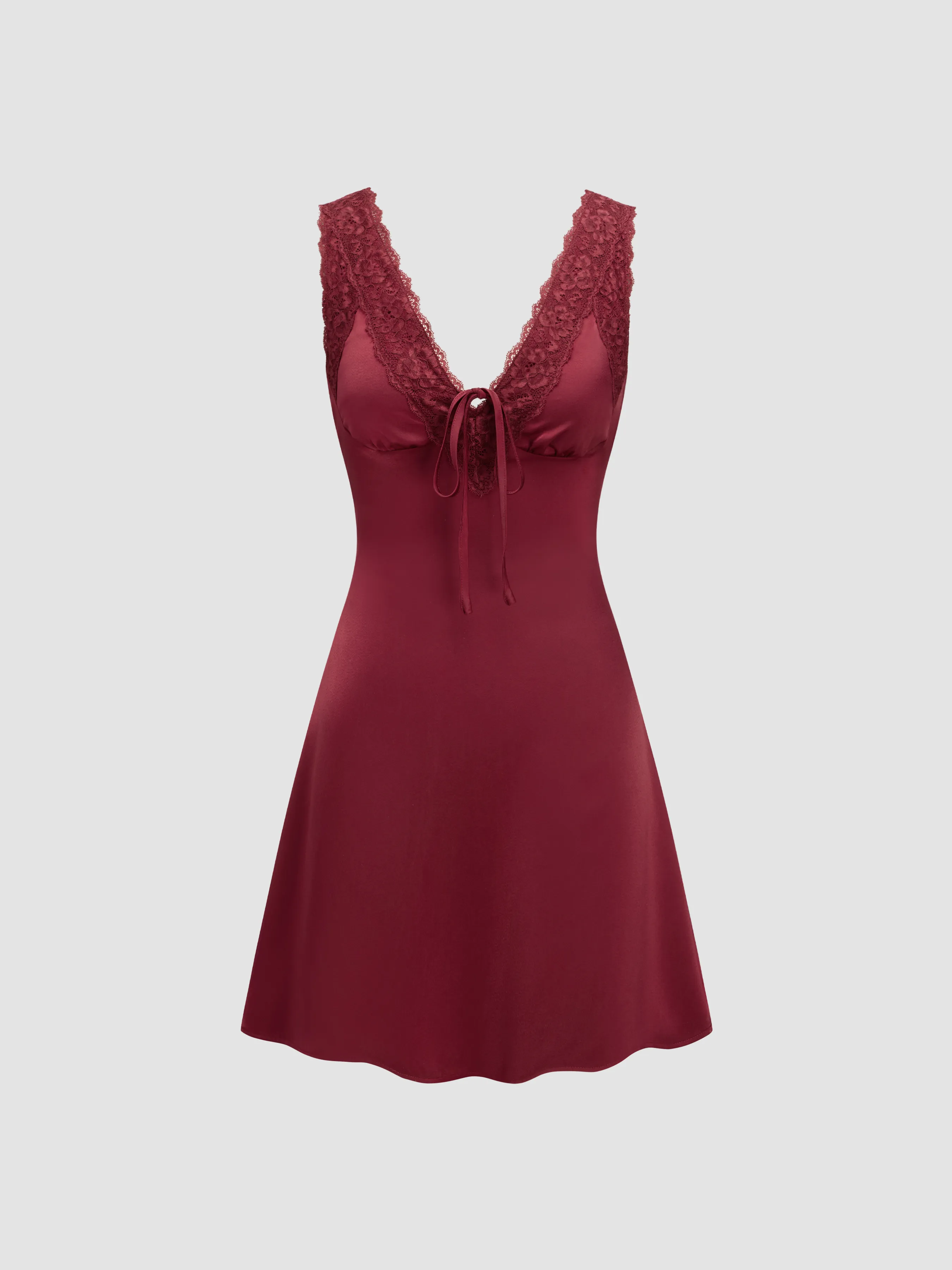 V-neck Lace Bowknot Mini Dress sold by Cider