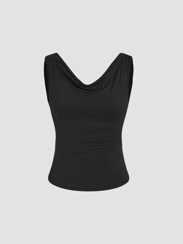 Solid Cowl Neck Tank Top sold by Cider