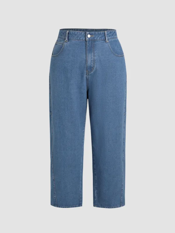 Denim High Waist Pocket Tapered Jeans Curve & Plus sold by Cider