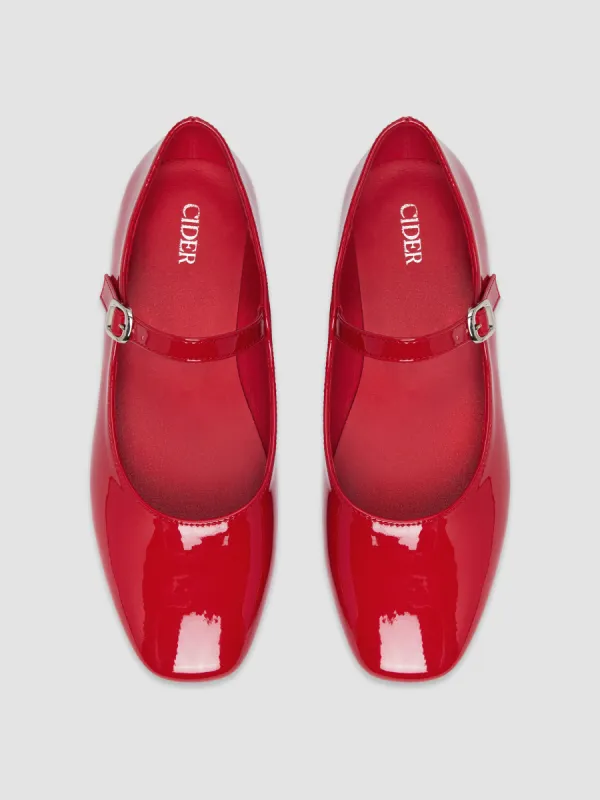 FAUX PATENT LEATHER MARY JANE FLATS sold by Cider