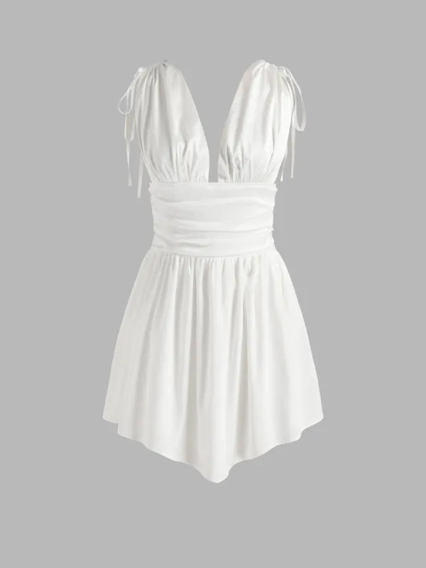 Solid Satin Ruched Mini Dress sold by Cider