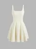 Woven Square Neck Ruffle Hem Mini Dress sold by Cider
