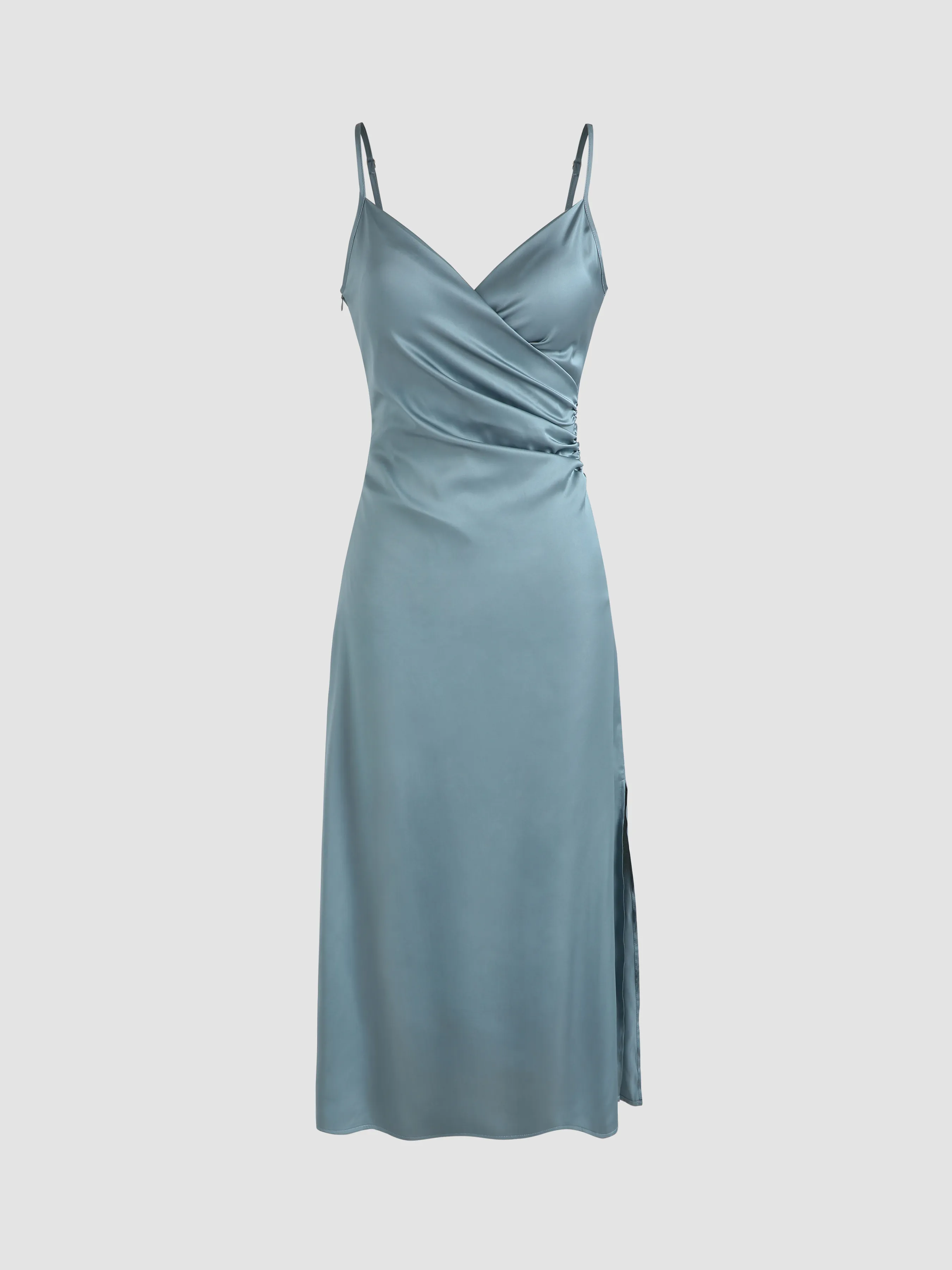 Solid Satin Slit Midi Dress sold by Cider