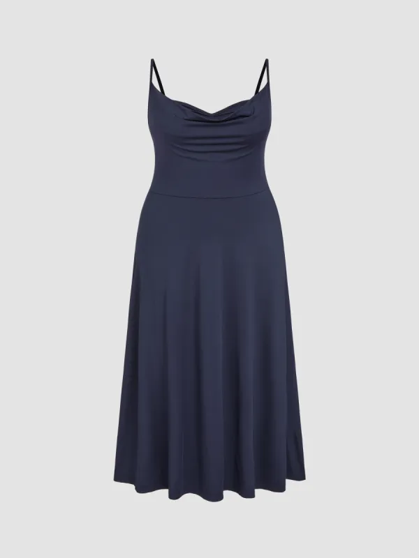 Cowl Neck Solid Ruched Maxi Dress Curve & Plus sold by Cider