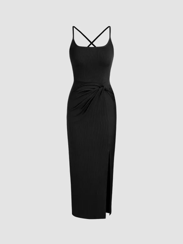 U-neckline Twist Criss Cross Maxi Dress made by Cider
