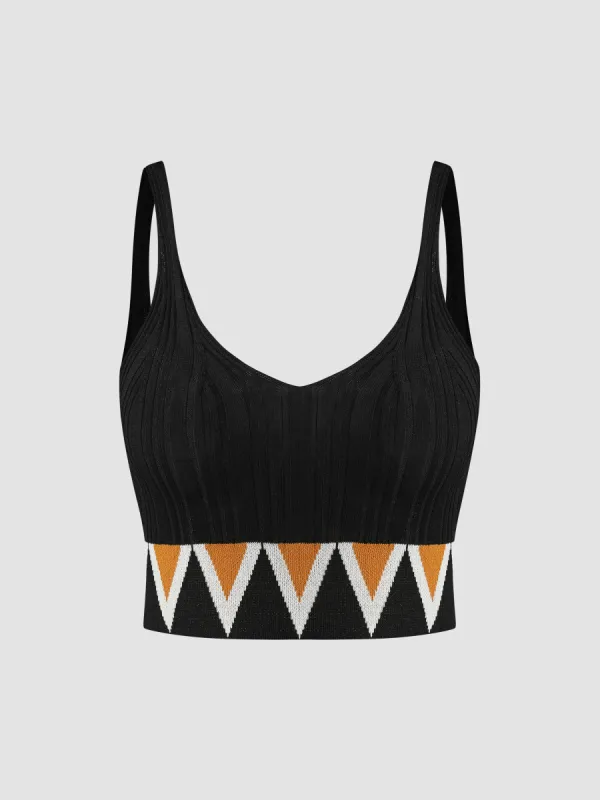 Boho Print Knit Crop Tank Top sold by Cider