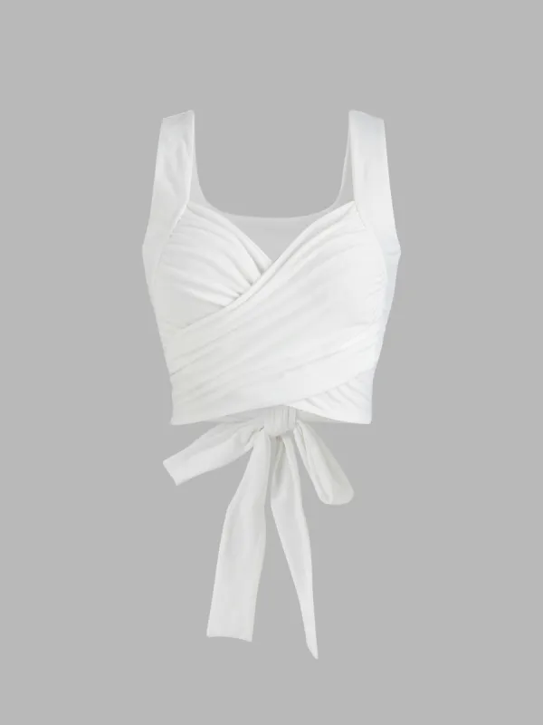 Cross Wrap Front Tie Back Tank Top sold by Cider