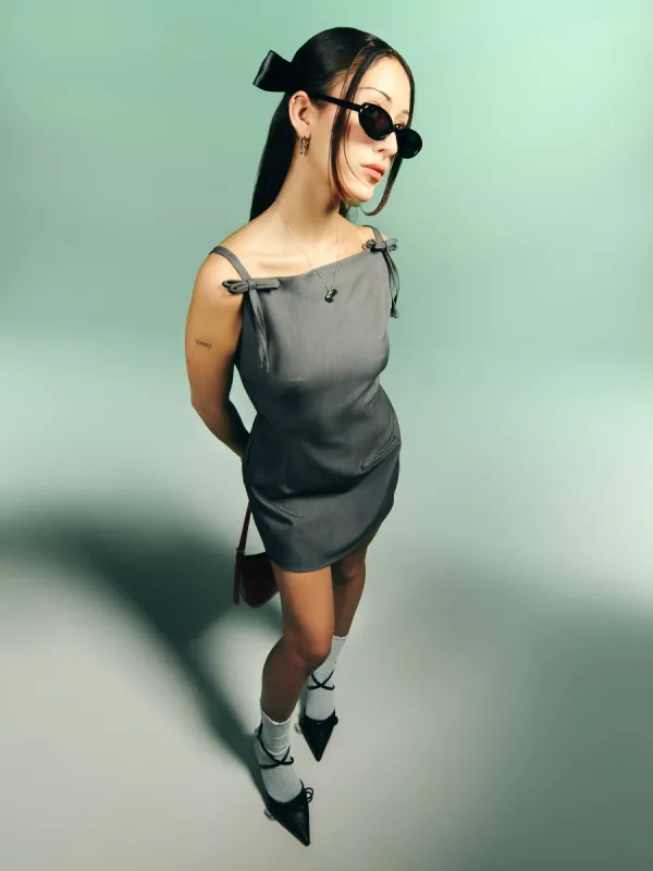 Bowknot Zipper Mini Dress sold by Cider