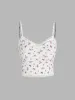 Floral V-neck Ruched Lace Trim Crop Cami Top sold by Cider