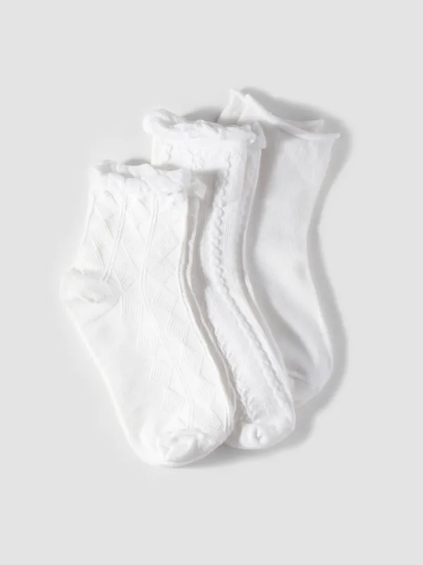 3 Pairs Solid Cable Classic Knit Socks Set sold by Cider