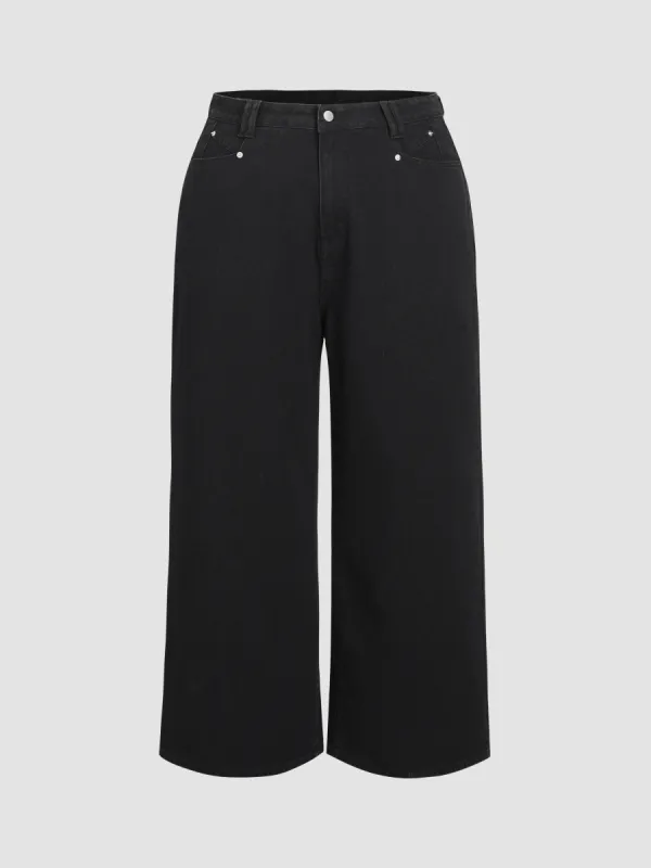 Denim Mid Waist Pocket Wide Leg Jeans Curve & Plus sold by Cider