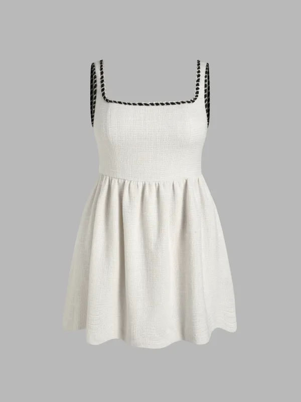 Tweed U-neckline Solid Mini Dress Curve & Plus sold by Cider