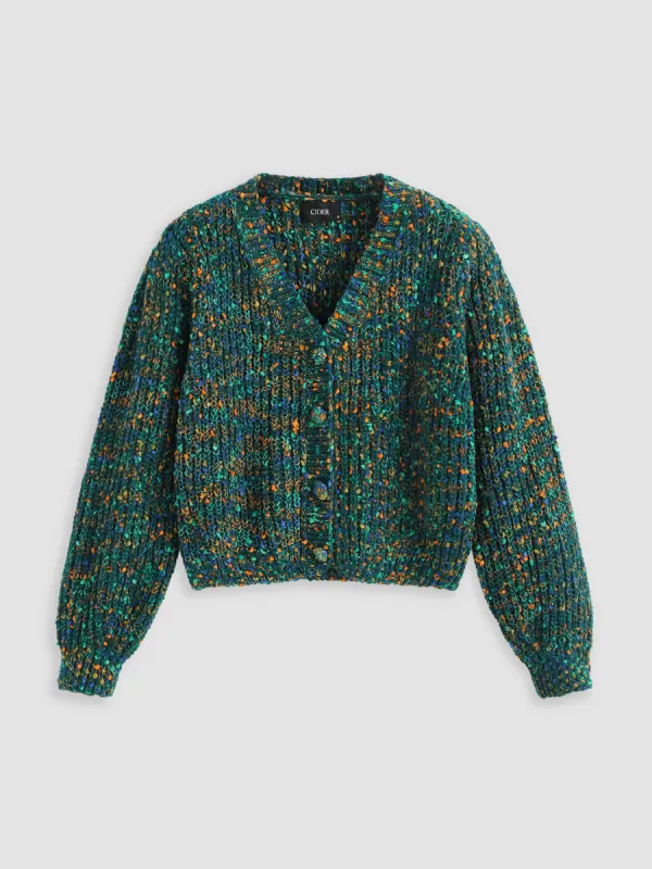 Colorful V-neck Knit Cardigan sold by Cider
