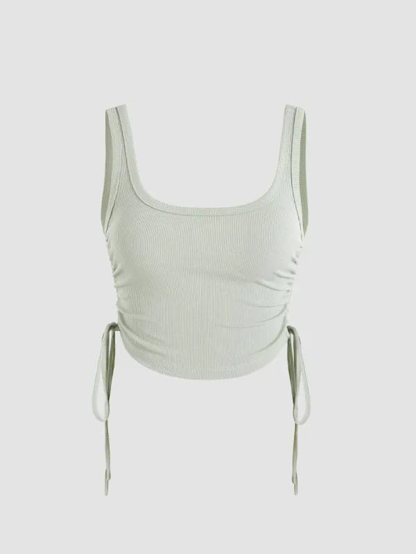 Solid Rib Drawstring Tank Top sold by Cider