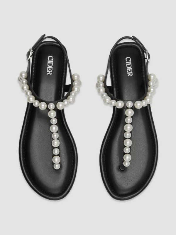 PEARL STRAPPY FLAT SANDALS sold by Cider