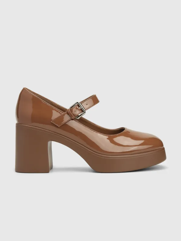 Classic Chunky Heeled Single Band Mary Jane Shoes sold by Cider
