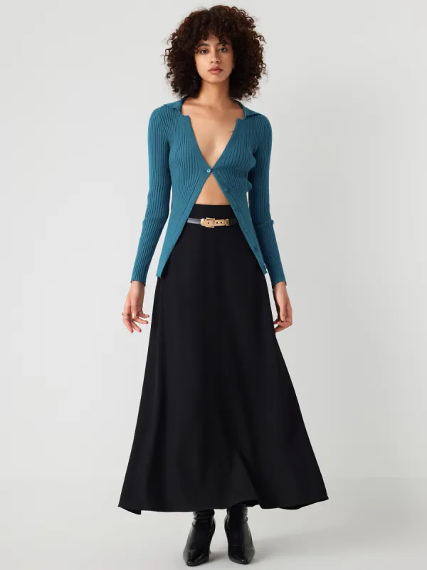 High Waist Solid Pleated Maxi Skirt sold by Cider
