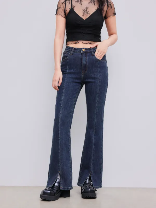 High Stretch Denim High Waist Solid Flared Jeans sold by Cider
