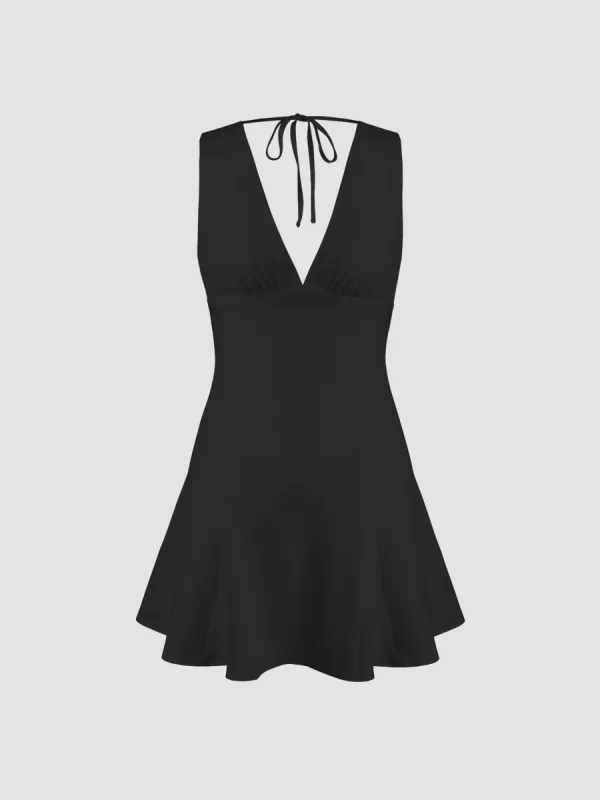 V-neck Ruffle Knotted Mini Dress sold by Cider