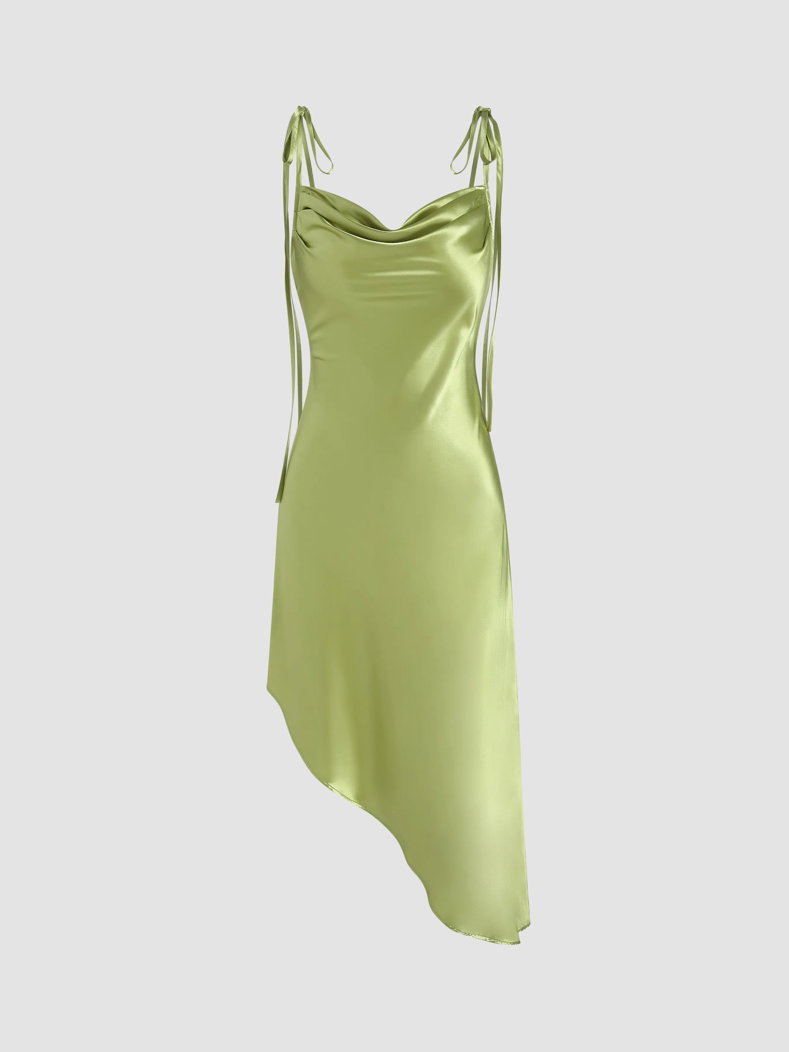 Satin Asymmetrical Hem Cami Dress sold by Cider