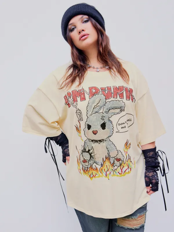 Round Neckline Rabbit Graphic Short Sleeve Tee Curve & Plus sold by Cider