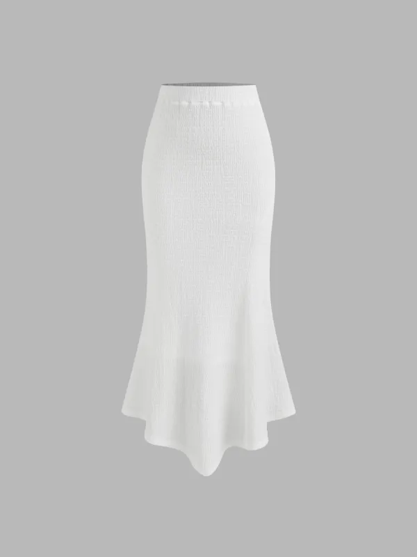 High Rise Solid Texture Mermaid Maxi Skirt sold by Cider