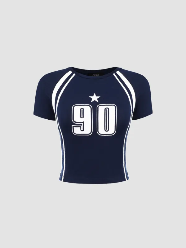 Round Neck Graphic Short Sleeve Crop Tee sold by Cider