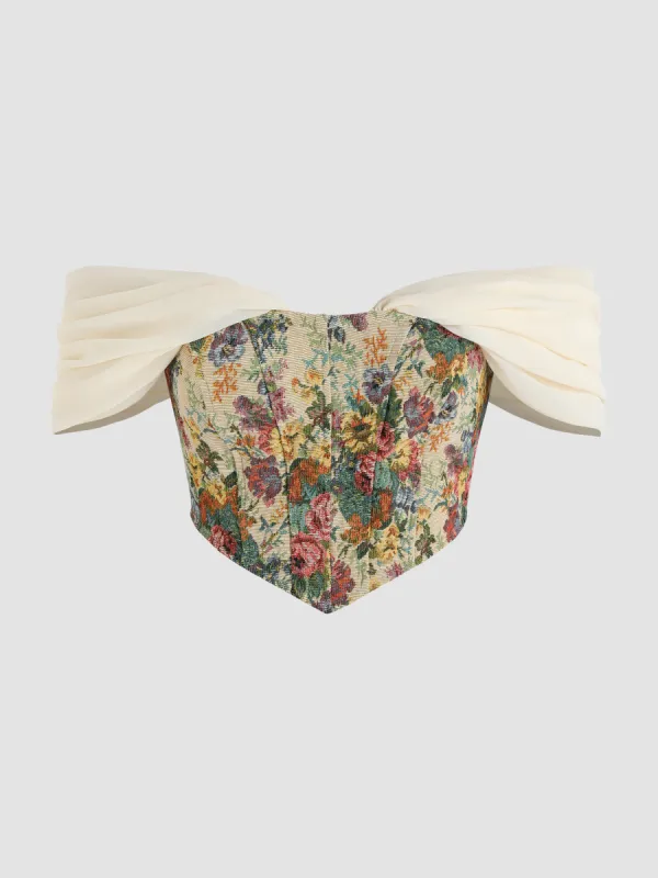 Floral Off Shoulder Corset Top sold by Cider