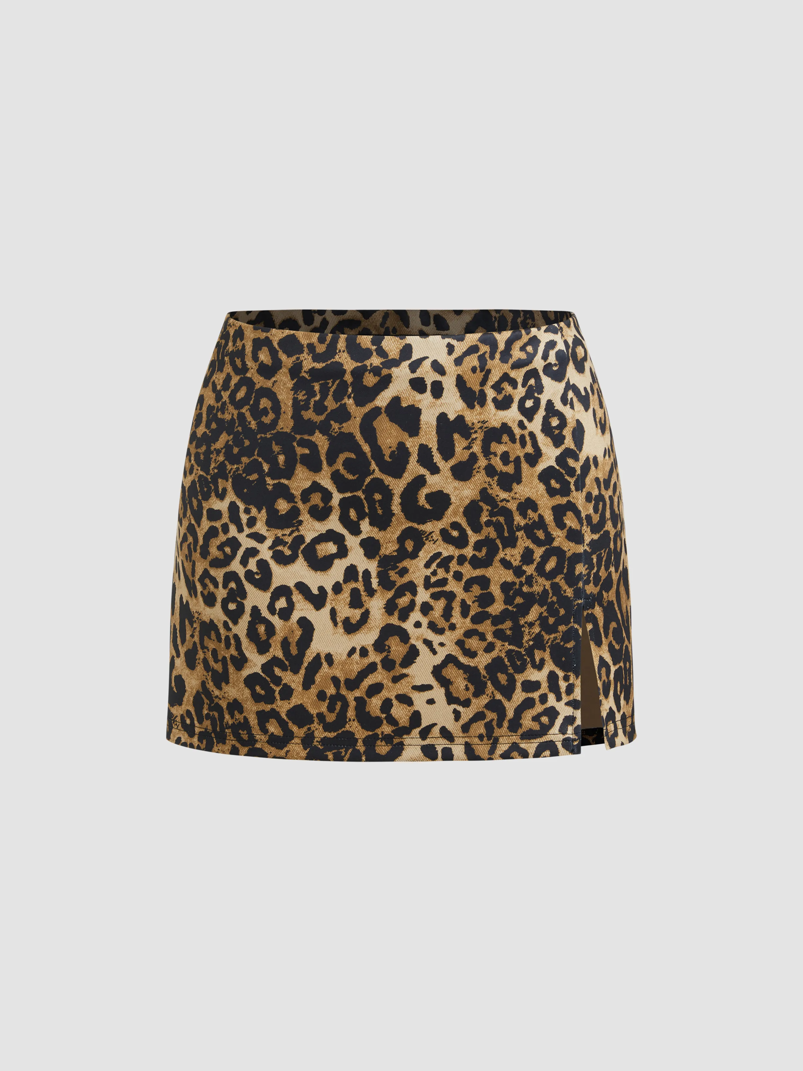 Low Rise Leopard Split Mini Skirt sold by Cider