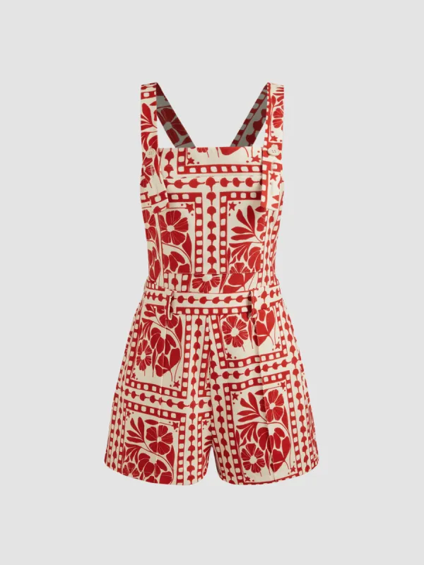 Square Neck Floral Pocket Romper sold by Cider